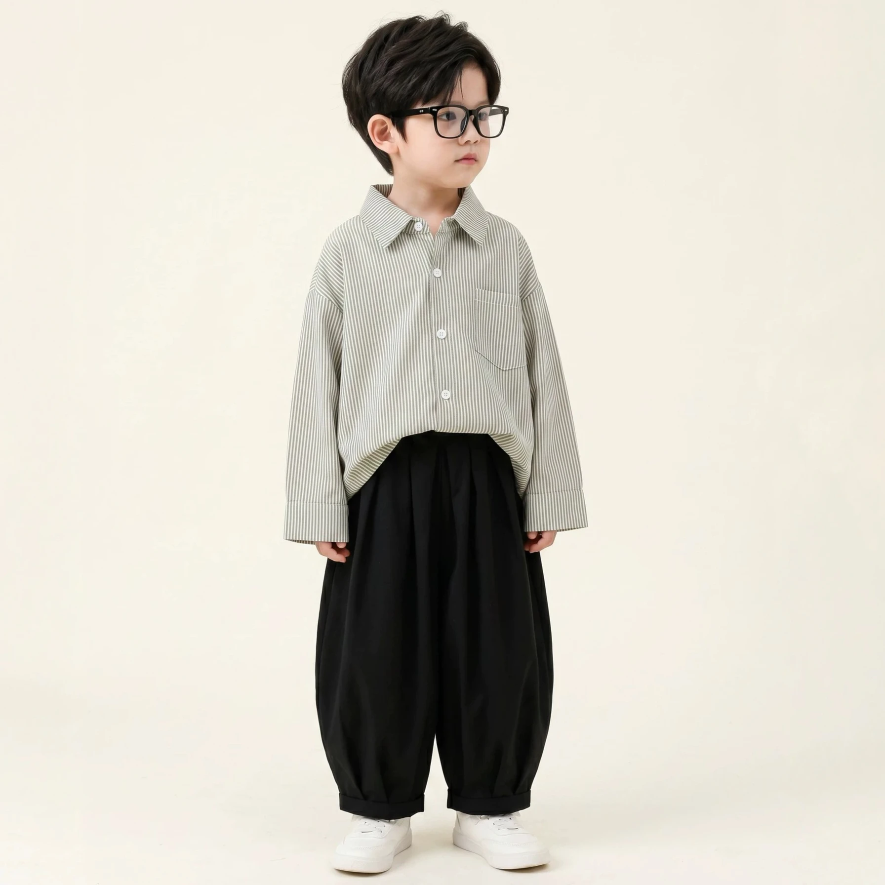 Boys Suit 2026 Autumn and Winter New Childrens Wear Korean Boys and Girls Foreign Style Striped Shirt Pleated Pants Two Sets