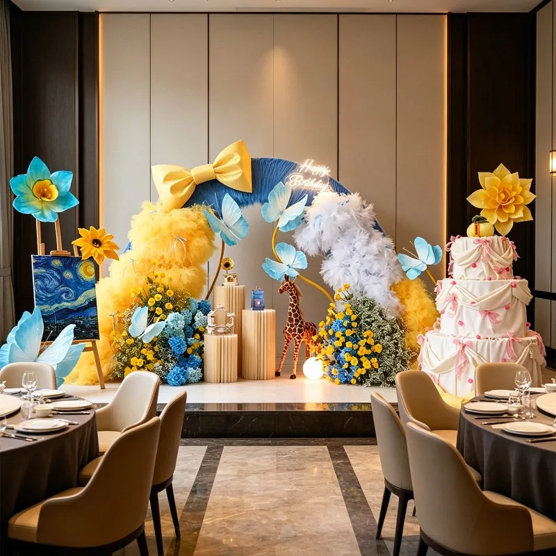Hotel birthday banquet scene theme decoration scene layout landscape landscaping Mei Chen