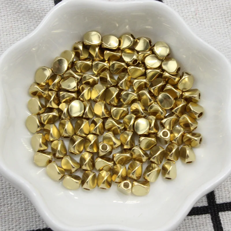 50Pcs 1.5mm 2mm Hole Irregular Twisted Brass Spacer Loose Beads For DIY Necklace Bracelet Jewelry Making Findings