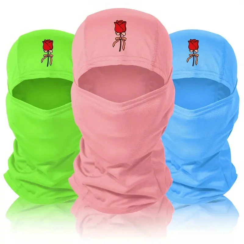 Retro Rose Printed Balaclava Hat for UV Protector Breathable Balaclava Face Mask Men Women Outdoor Cycling Running  Sun Hat