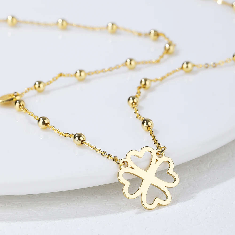 

Fashionable exquisite Necklaces Hollow Four-leaf Flower Pendants Chain Choker Jewellery For Women Jewelry Gifts