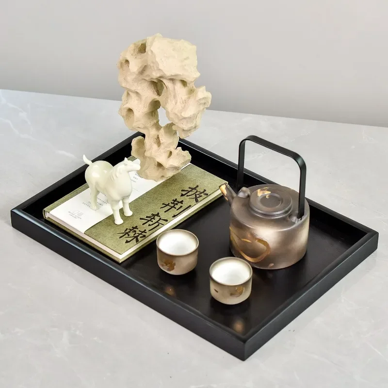 Gold-painted teapot, tray rockery combination, tea room study, large flat-floor villa reception room soft decoration