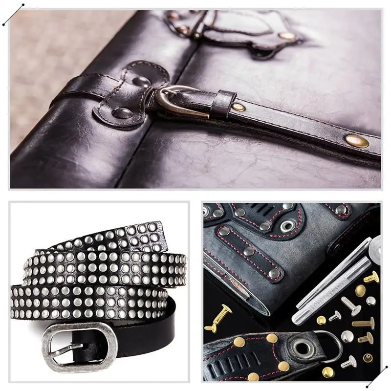 240Pcs/Set Leather Rivets Double Cap Rivet With 4Pcs Fixing Tools For Leather Coat Jacket Jeans Bag