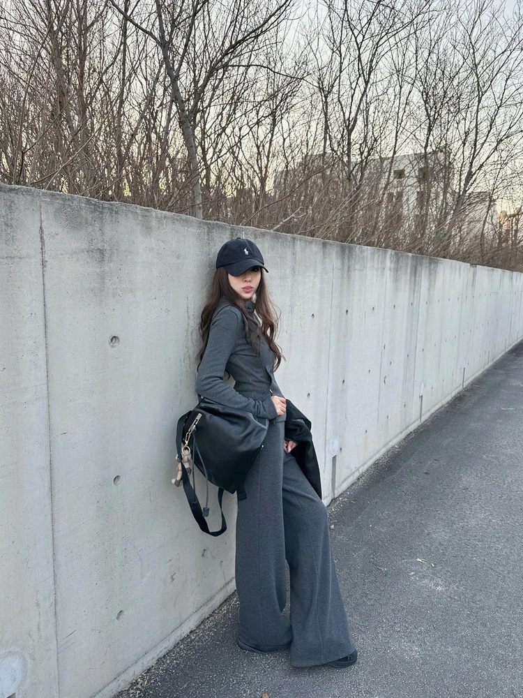

NanaByNana Casual Sports Set for Women Winter Fce Lined Hoodie And Pants Two Piece Suit Polyester Spandex Viscose Blend