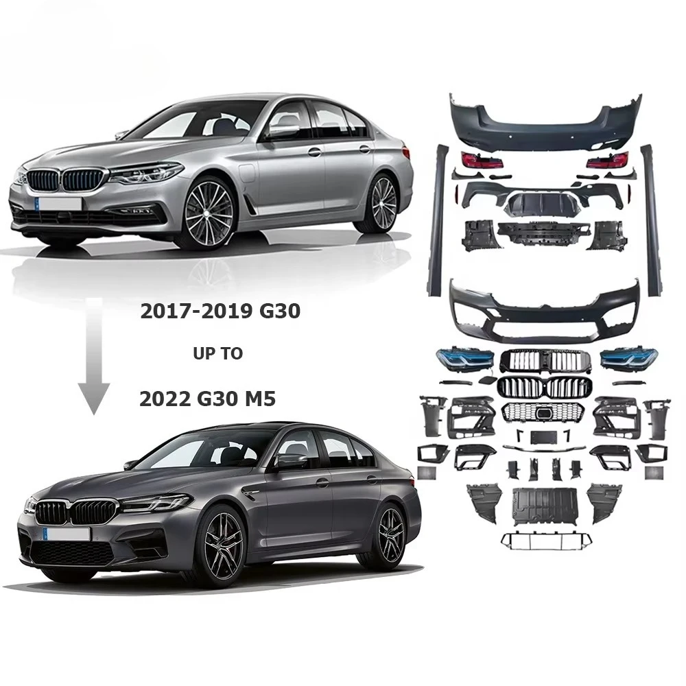 جودة عالية وآمنة وموثوقة 2022 السنة 5 سلسلة G30 G38 إلى M5 Lci طقم الجسم G30 قديم إلى جديد F90 مصدات السيارات المصباح Tailly