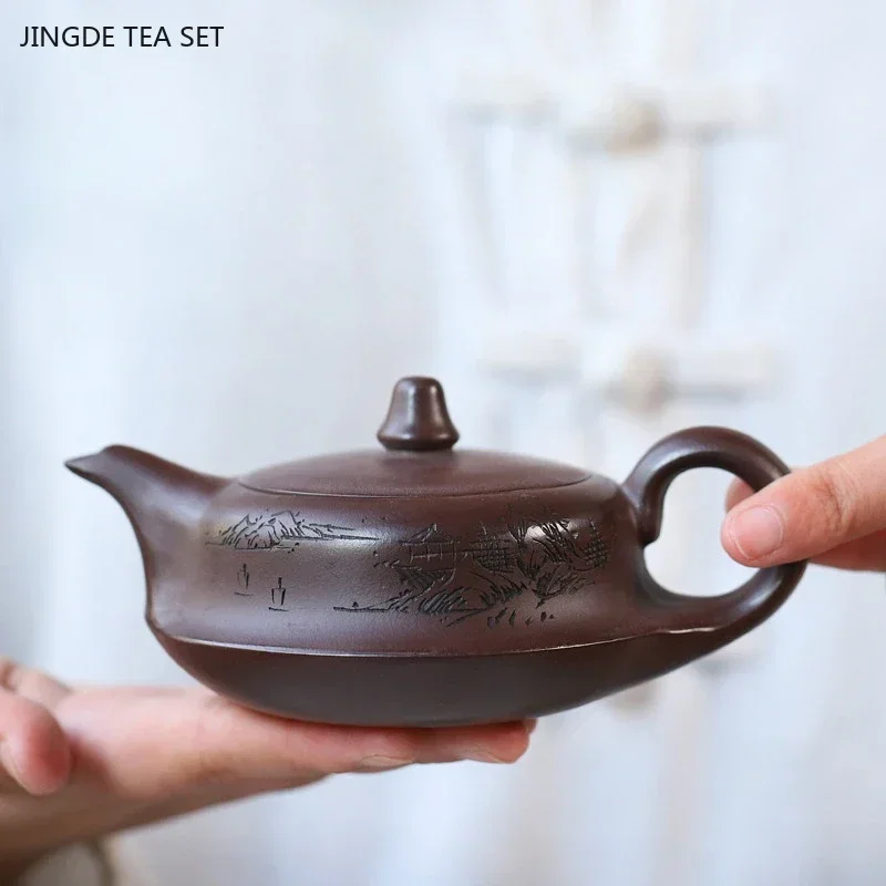 1PCS 160ML Yixing purple clay teapot original ore purple clay retro master handmade tea pot zisha ball hole filter tea set