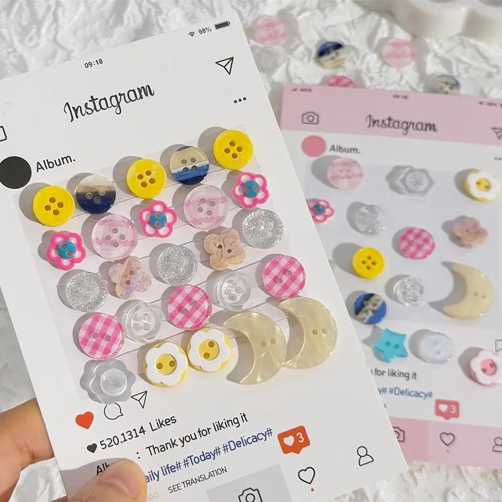Botones para álbum de recortes de muñecas, accesorios de ropa de costura, botones para manualidades, materiales de decoración DIY, artículo de moda con agujeros, botones de serie bonita