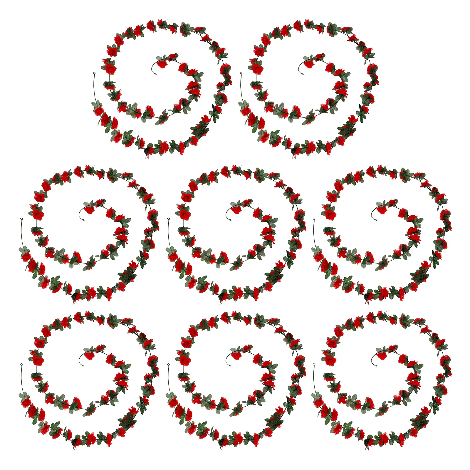 

8Pcs Fake Rose Vine Garland Flower Silk Artificial Flowers 62.4FT Hanging Decoration for Home Outdoors Wedding Arch Party Red