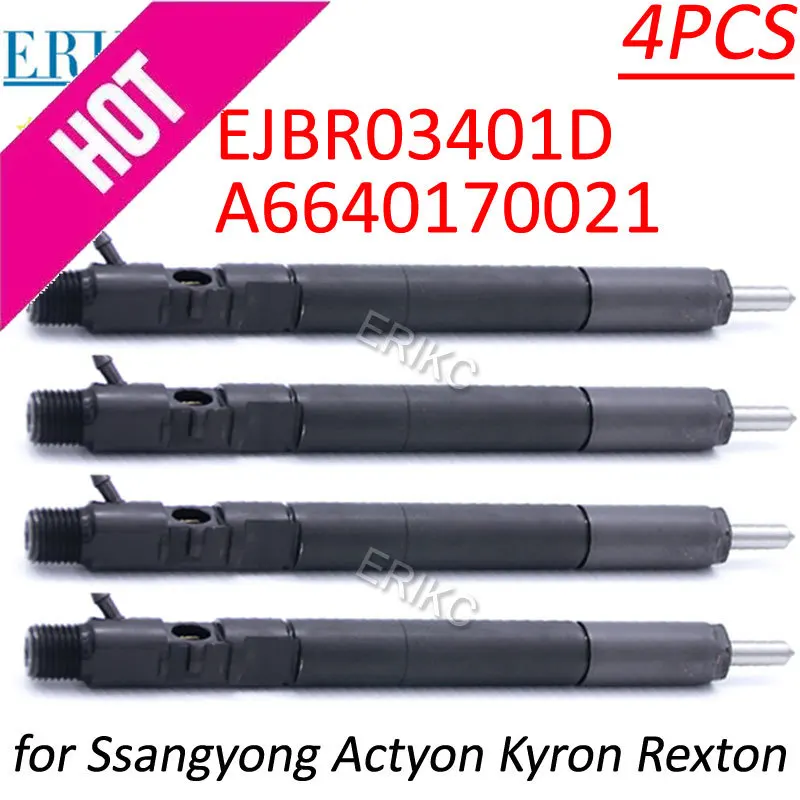 4PC A6640170021 Diesel Fuel Injector EJB R03401D Common Rail Injection Nozzle EJBR03401D For SSANG YONG KYRON A6640170021