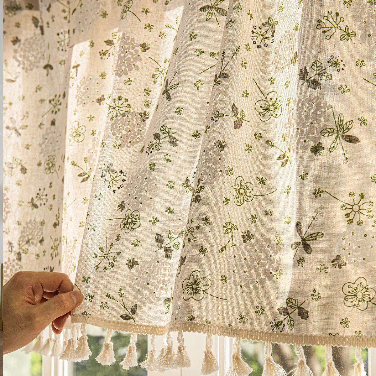 1PC French Vintage Linen Sheer Curtain, Bedroom Living Room Balcony Bay Window Kitchen Privacy Curtain, Half Door Curtain, Small