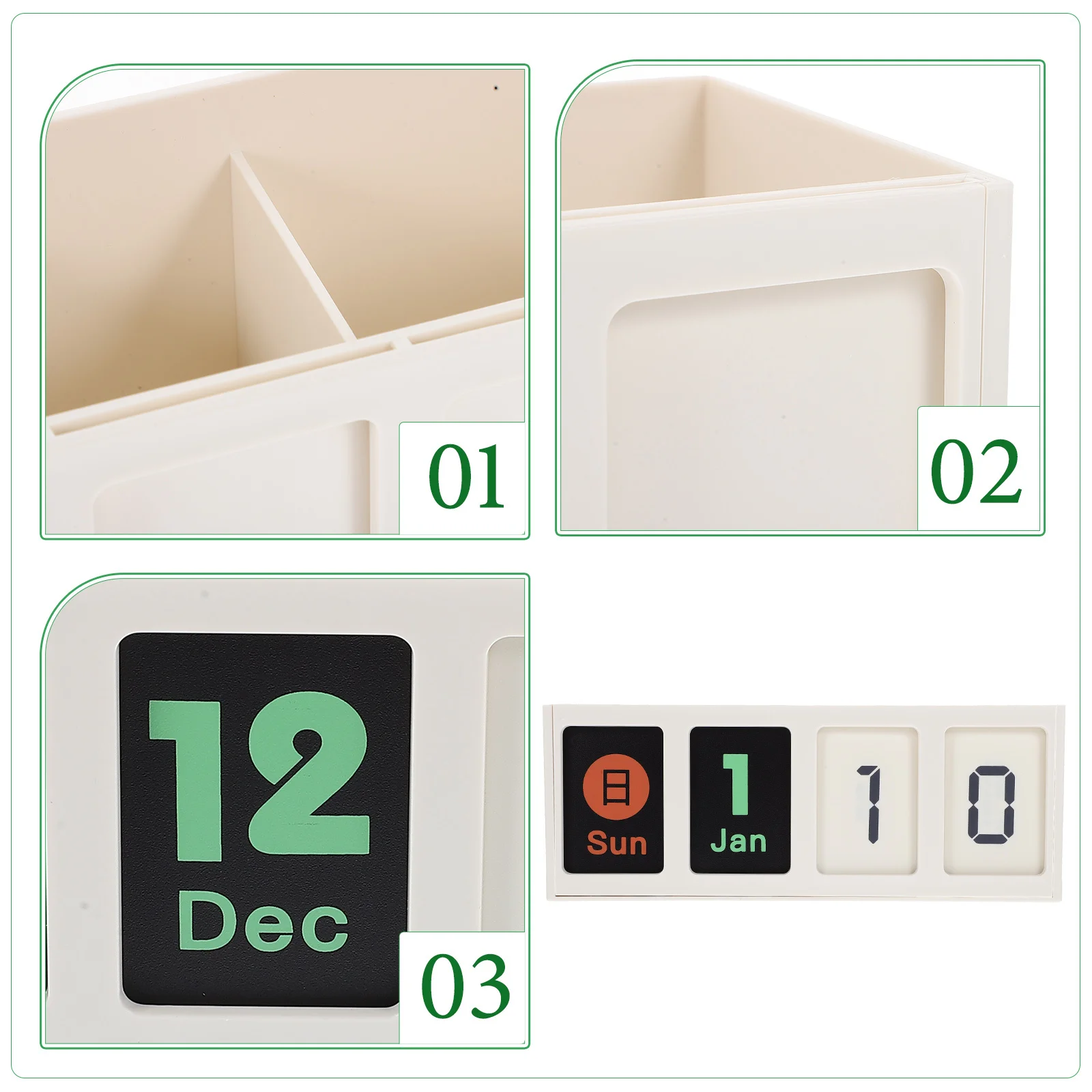 

Pen Holder with Calendar Multi-Functional Storage Container for Pens Cosmetics Home Decor Delicate Design Lightweight Small Size