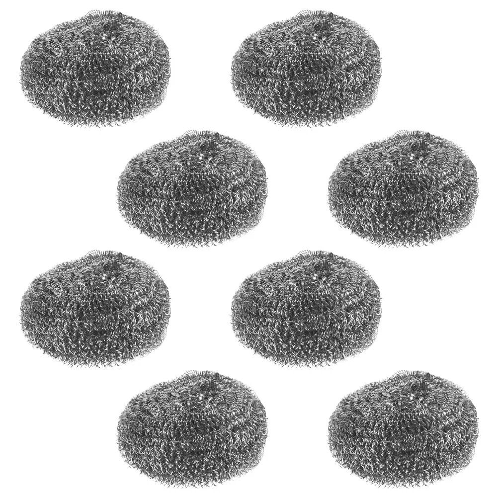 8 Pcs Stainless Steel Wire Ball Pot Scrubber Metal Sponge Cleaning Brush Grill Stone Block Pan Large Dish