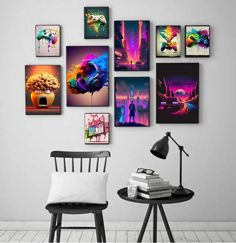 Colorful Game Controller Wall Art Poster Prints Nordic Aesthetic Picture Canvas Painting Gaming Boy Room Home Decoration