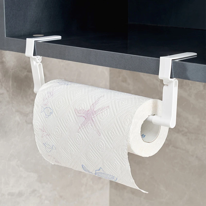 Kitchen Plastic Wrap Storage Rack Cabinet Door Rack Perforation-free Rag Towel Rack Roll Paper Rack