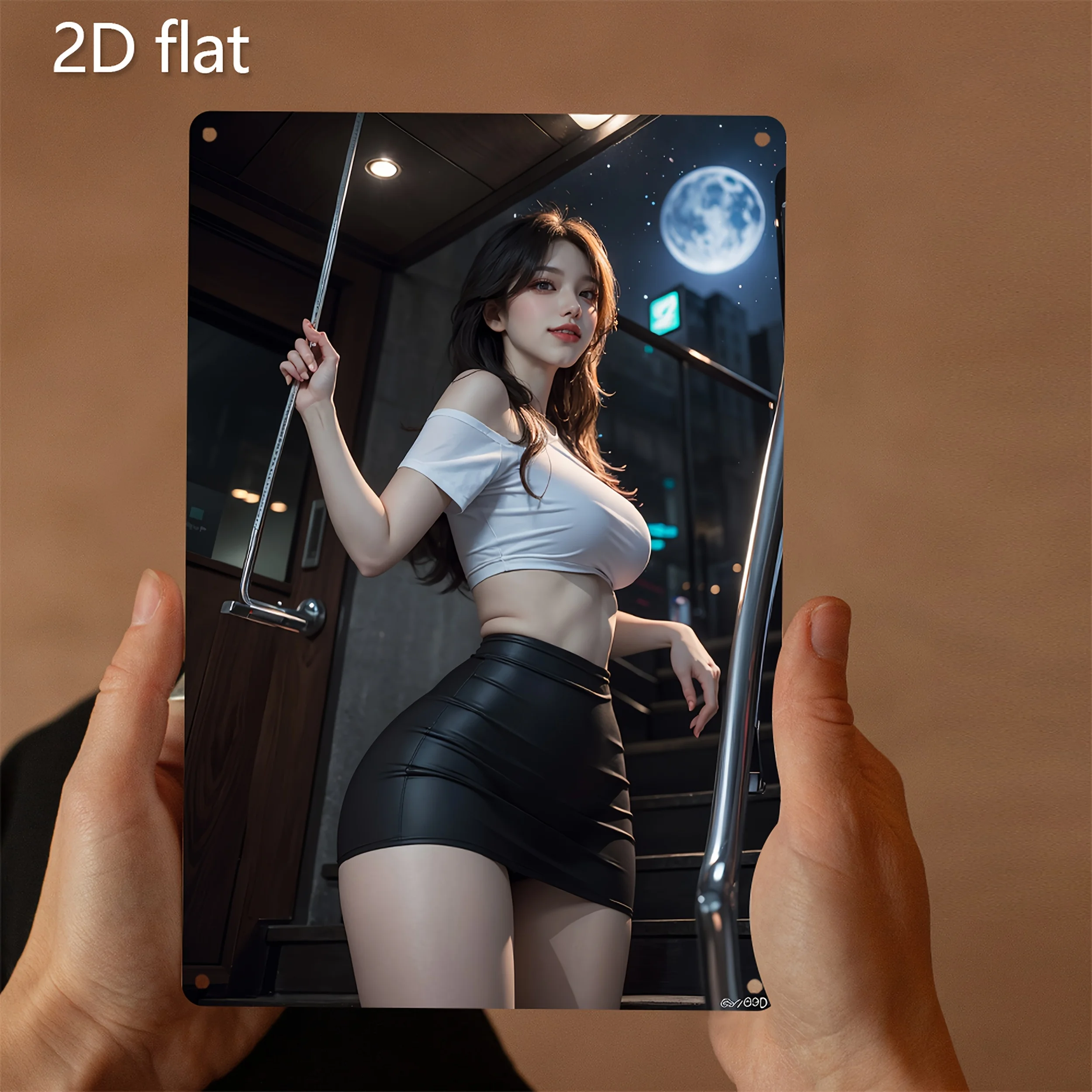 

2D Flat, 1pc Urban Night View Metal Wall Art - 2D Flat Iron Sign With Pre-Drilled Holes, Weather-Resistant Iron Plaque For Indoo