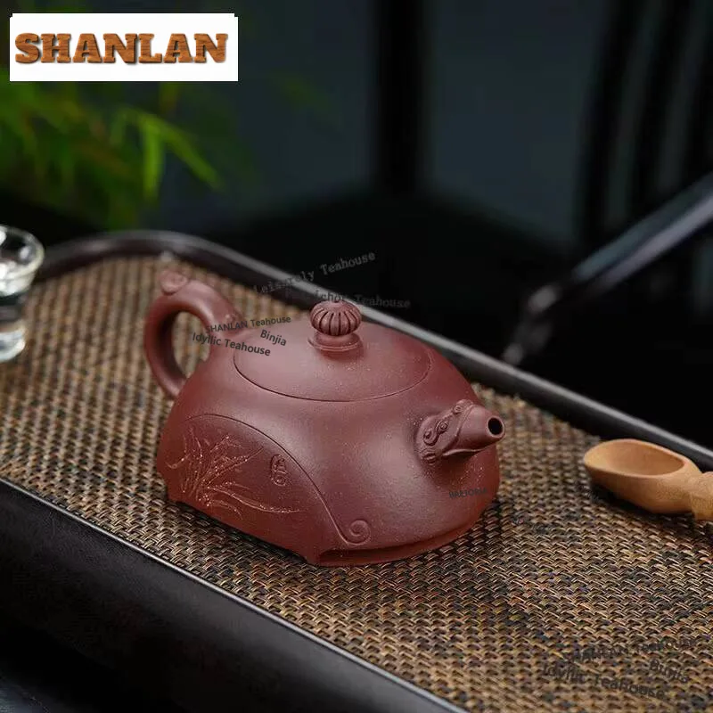 

420ml Exquisite Yixing Purple Clay Teapot Handmade half moon Pot Raw Ore Zhu Mud Tea Soaking Kettle Zisha Tea Set Craft Supplies