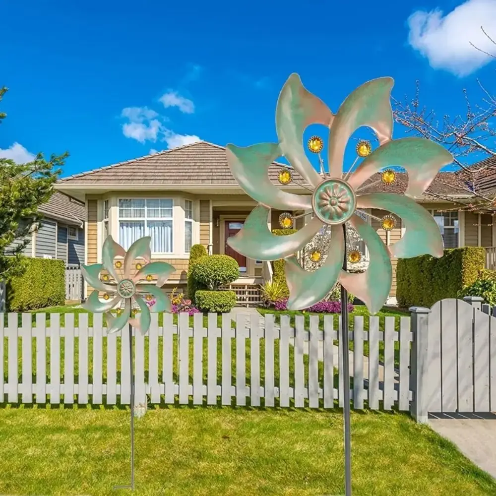 Crafts Metal Wind Spinners Creative Rotating Double Windmill Sculpture Durable Wind Rotator Outdoor