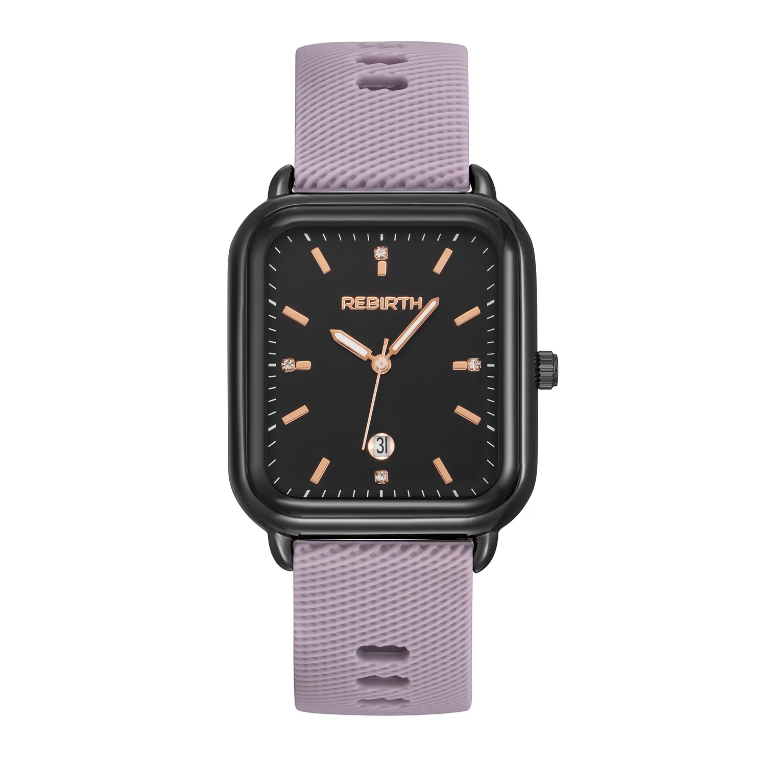 Rebirth New Vintage women watch reloj mujer Simple Silicone Strap Date Quartz watch for women relogios feminino saat