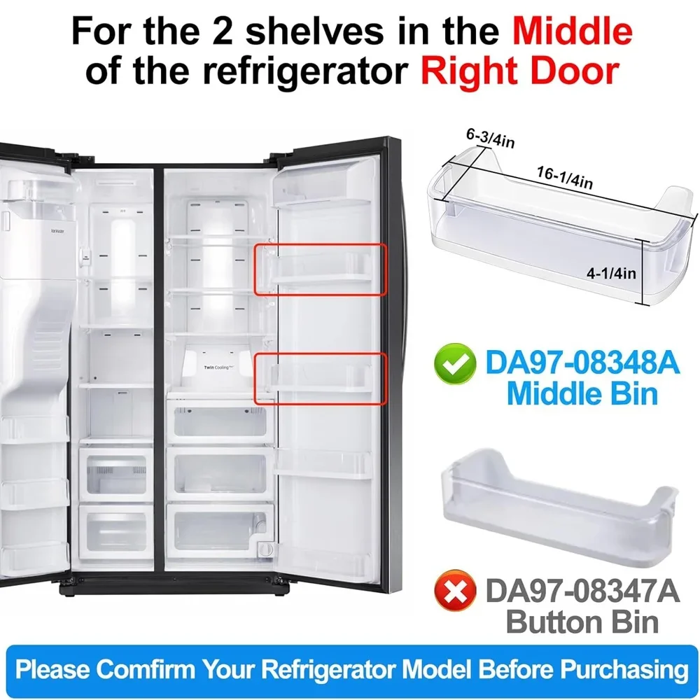 DA97-08348A DA63-05215A Refrigerator Door Shelf Bin Compatible with Samsung Refrigerator RS265TDRS RS25H5111BC RS25H5111SR Door