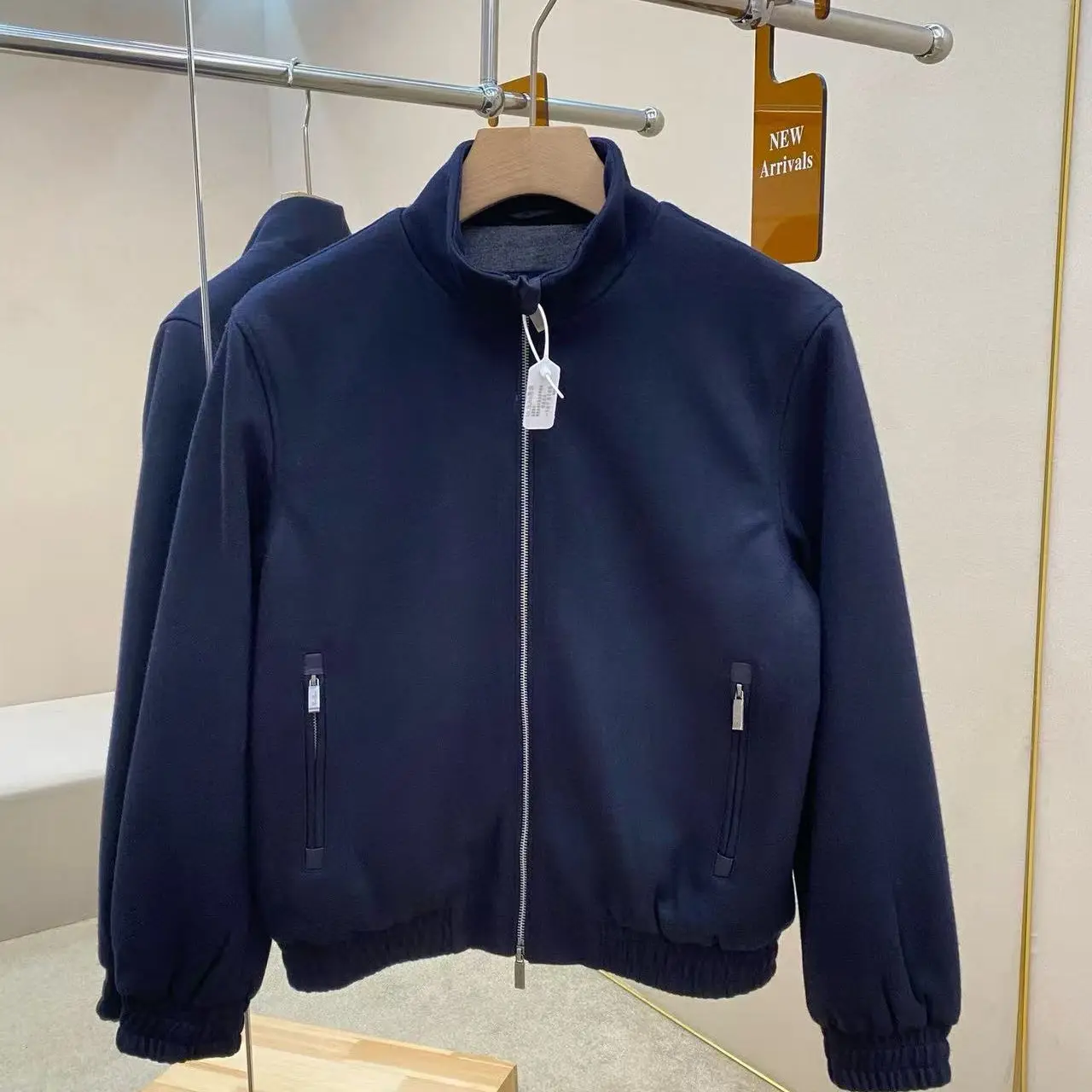 

Итальянская мужская куртка-бомбер в старом денежном стиле LP с воротником-стойкой