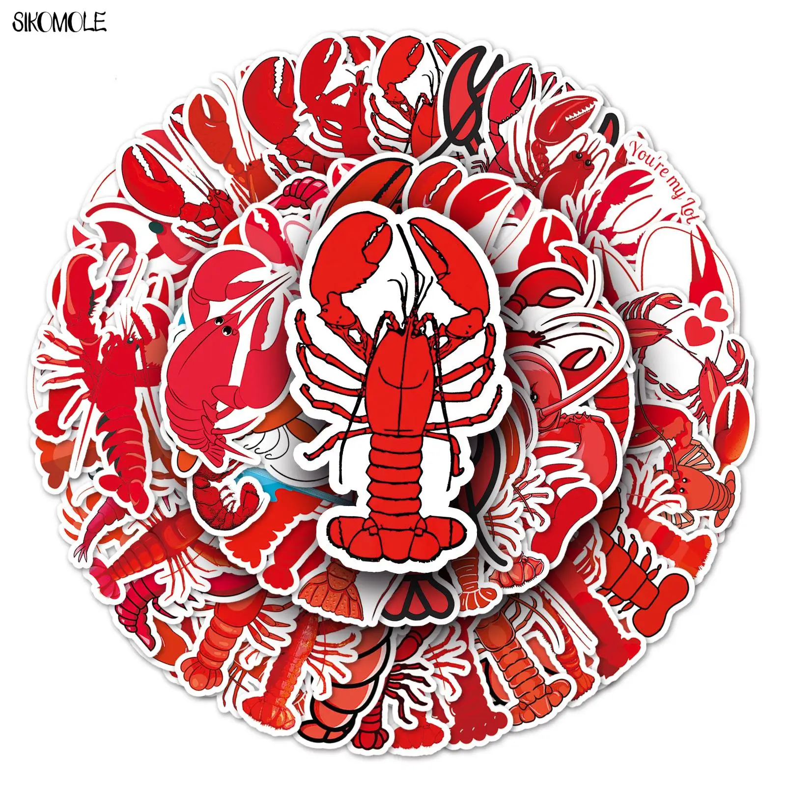 10/30/50pcs Cute Red Lobster Graffiti Stickers Animals DIY Car Laptop Suitcase Skateboard Guitar Cartoon Sticker Kid Gift Toy