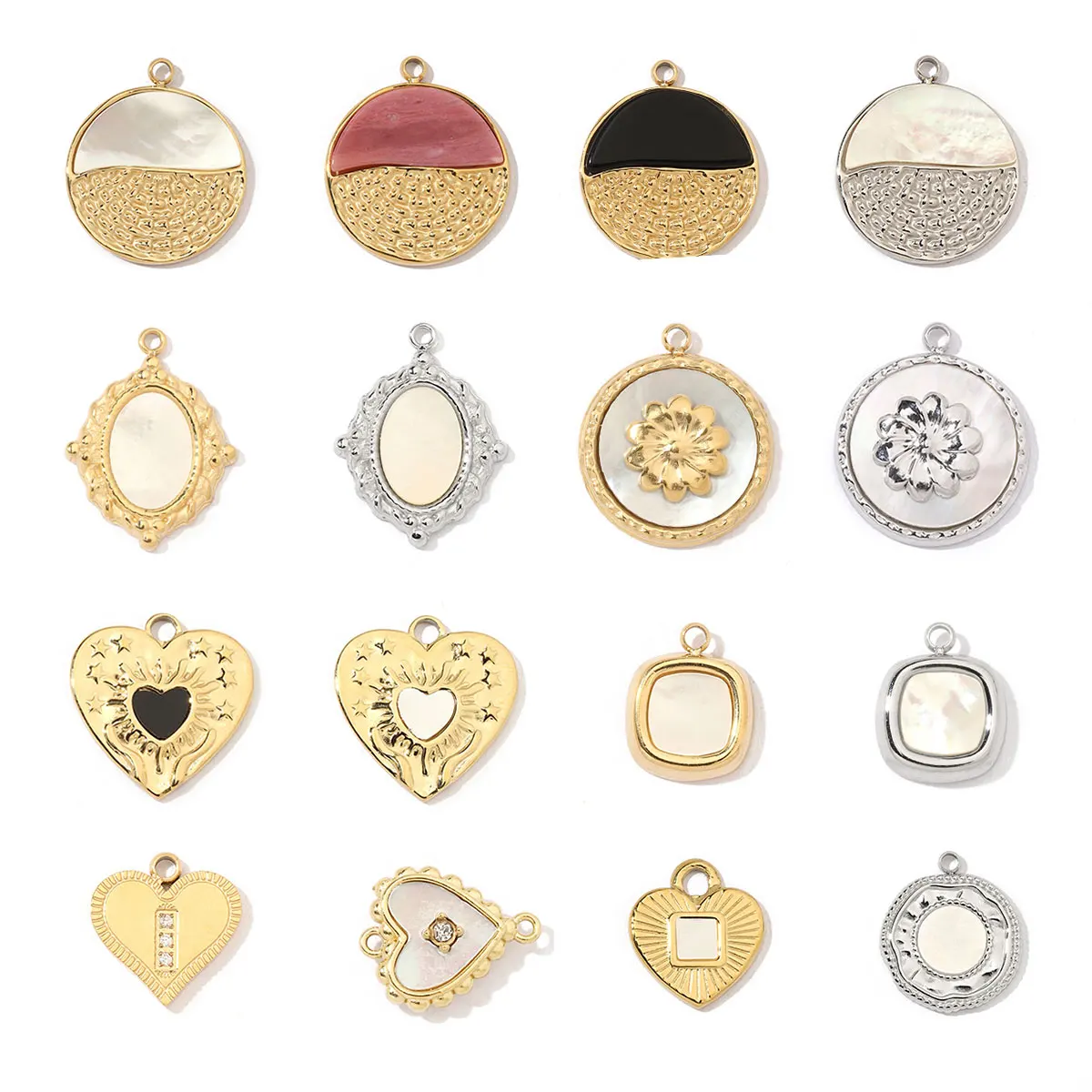 

3pcs/Lot Stainless Steel Heart Flower Shell Pendants Charms for DIY Fashion Jewelry Making Necklaces Earrings Accessories
