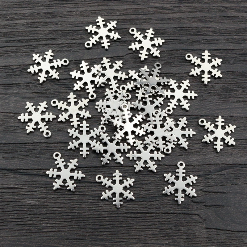 30pcs 11x13mm No Fade Charms 316 Stainless Steel Snowflake Snow Bracelet Necklace Pendant Charms DIY Jewelry Making Findings