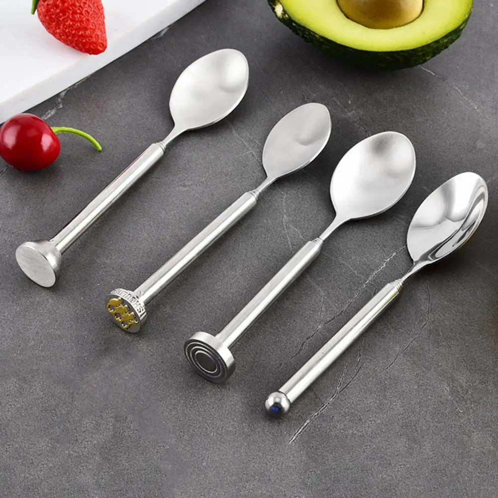 14.8-44cm Retractable Spoon Stainless Steel Telescopic Spoon Extendable Handle Tableware Supplies For Barbecue Toasting Dessert