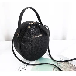 Fashion Crossbody Small Round Bag New Simple PU Leather Hand Bag Women's Korean Fashion Niche Single Shoulder Messenger Bag