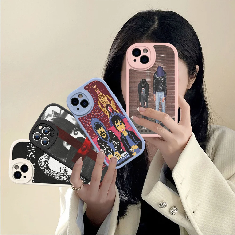 C-Crystal C-Castles Phone Case Hard Leather For iPhone 16 15 14 13 12 Mini 11 14 Pro Max Xs X Xr 7 8 Plus Fundas