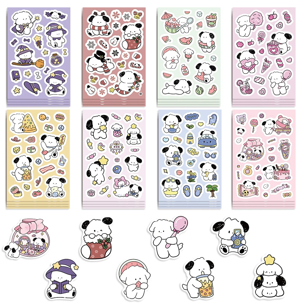 Cute Animals Puzzle Sticker para crianças, DIY Jigsaw Stickers, Make A Face Funny Assemble, Brinquedos Educativos para Crianças, 8 Animais Cães, 8 Pcs, 16 Pcs, 32Pcs