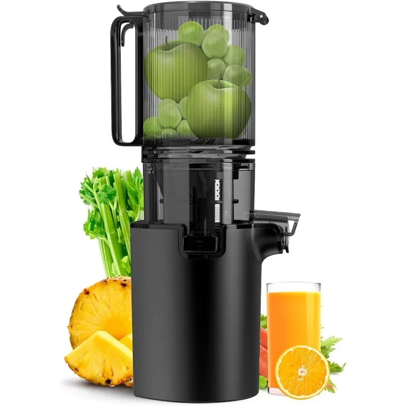 Masticating Juicer Machines, 4.8-inch Slow Cold Press Juicer with Larger Feed Chute, Pure Juicer for Vegetables & Fruits