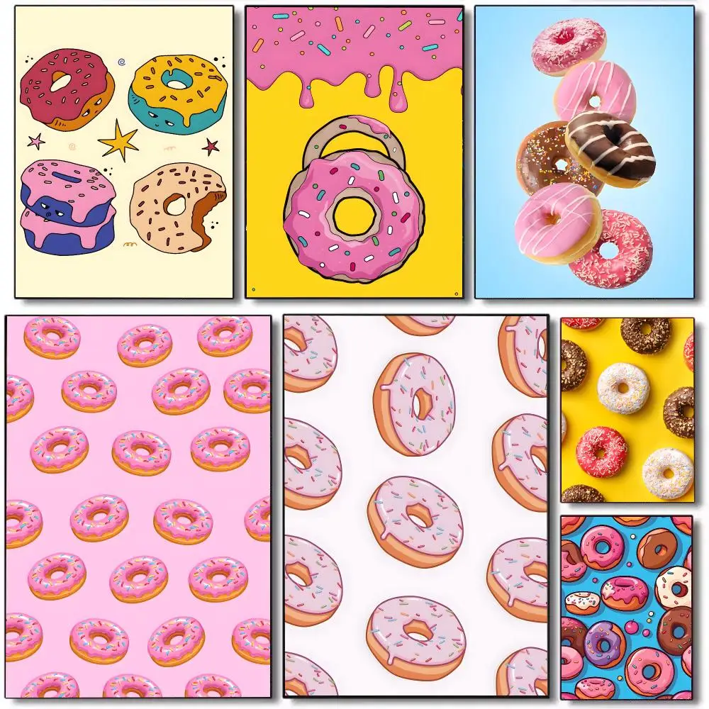Food Fashion D-doughnut Poster HD Waterproof Self-Adhesive Wall Sticker For Room Decor, Premium Print Gift