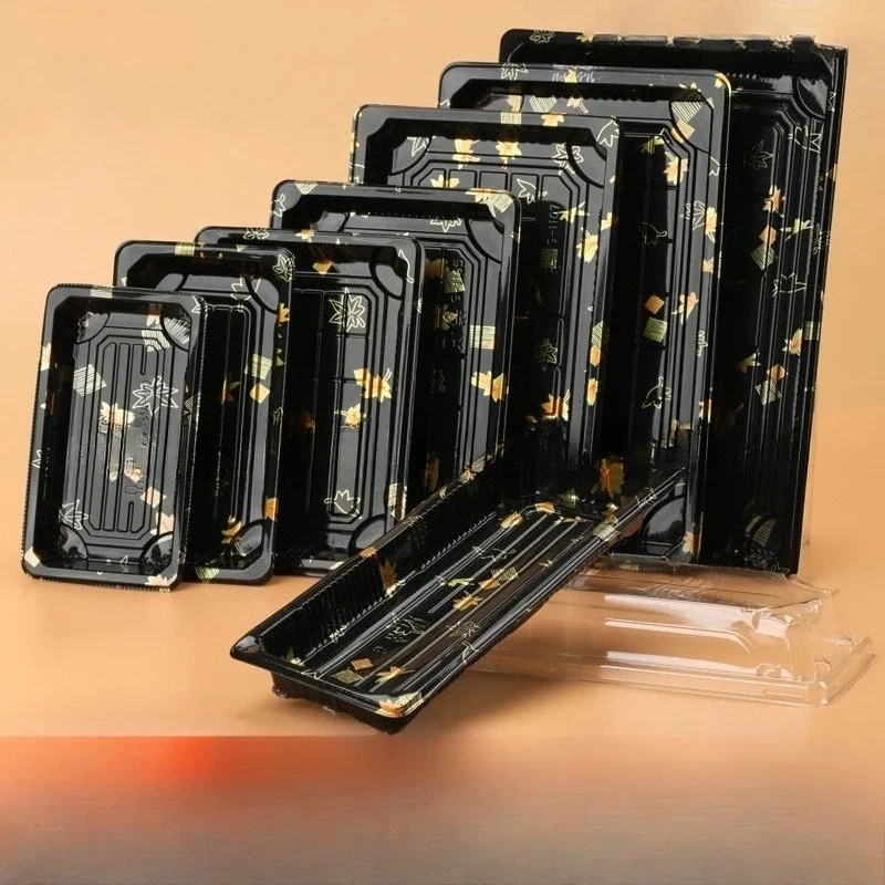 Sushi Takeout Box Japanese Style Disposable Transparent Plastic Container Anti Fog Salmon Packing Box
