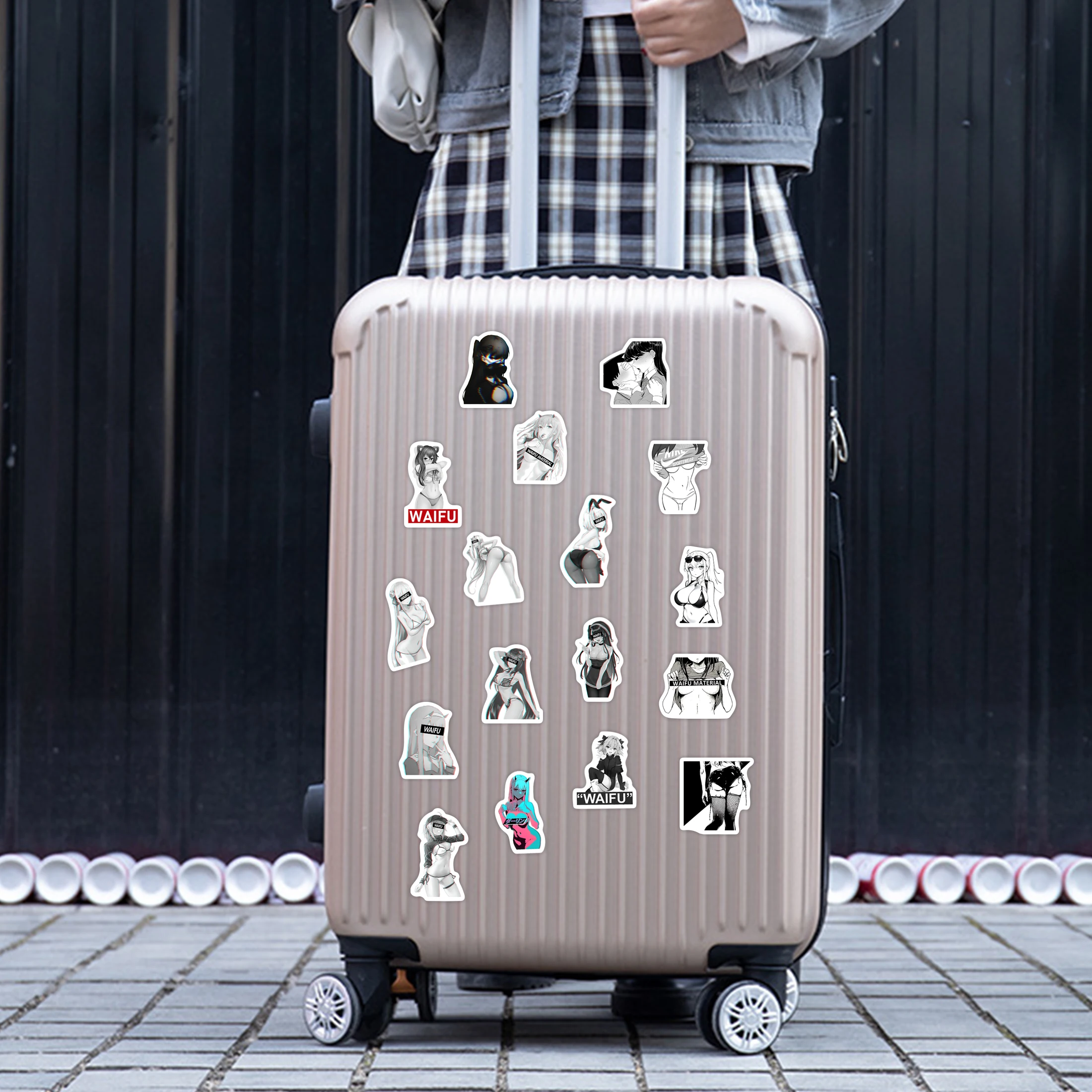 70 قطعة بيكيني أبيض وأسود الجمال يتوهج في الظلام ملصقات فنية للأطفال ملصقات قرطاسية دفتر مقاومة للماء #5