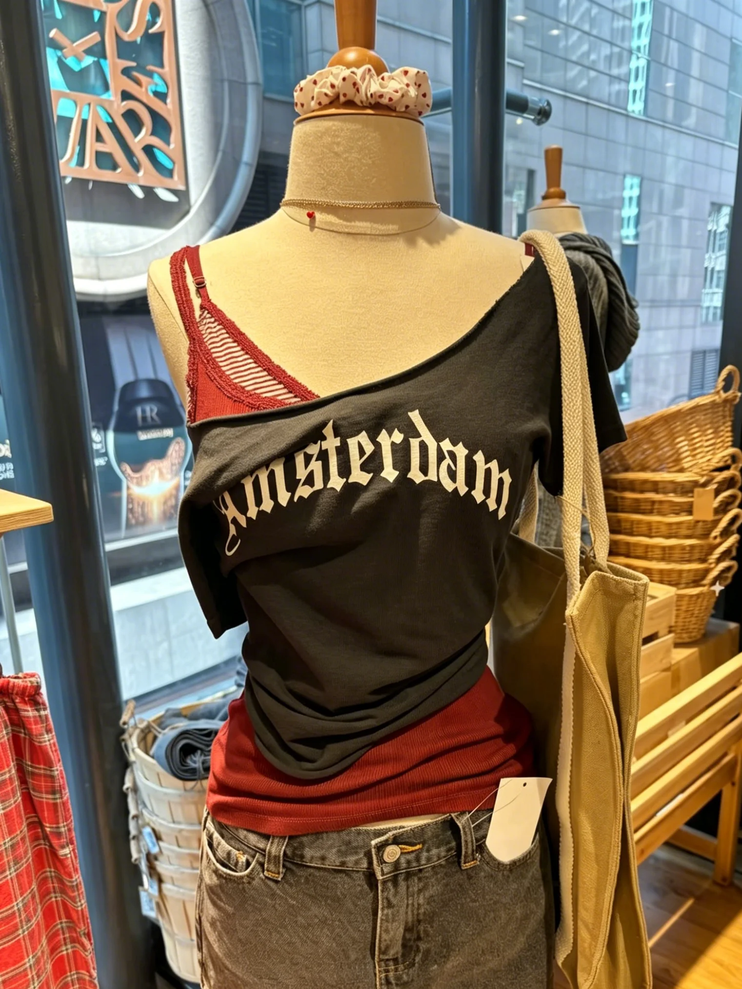 Buchstaben-Print Grafik T-Shirt Damen Sommer Roher Saum Sexy Schulterfrei Baumwoll-Tees Amerikanischer Vintage Streetwear T-Shirt Neue Y2k Tops