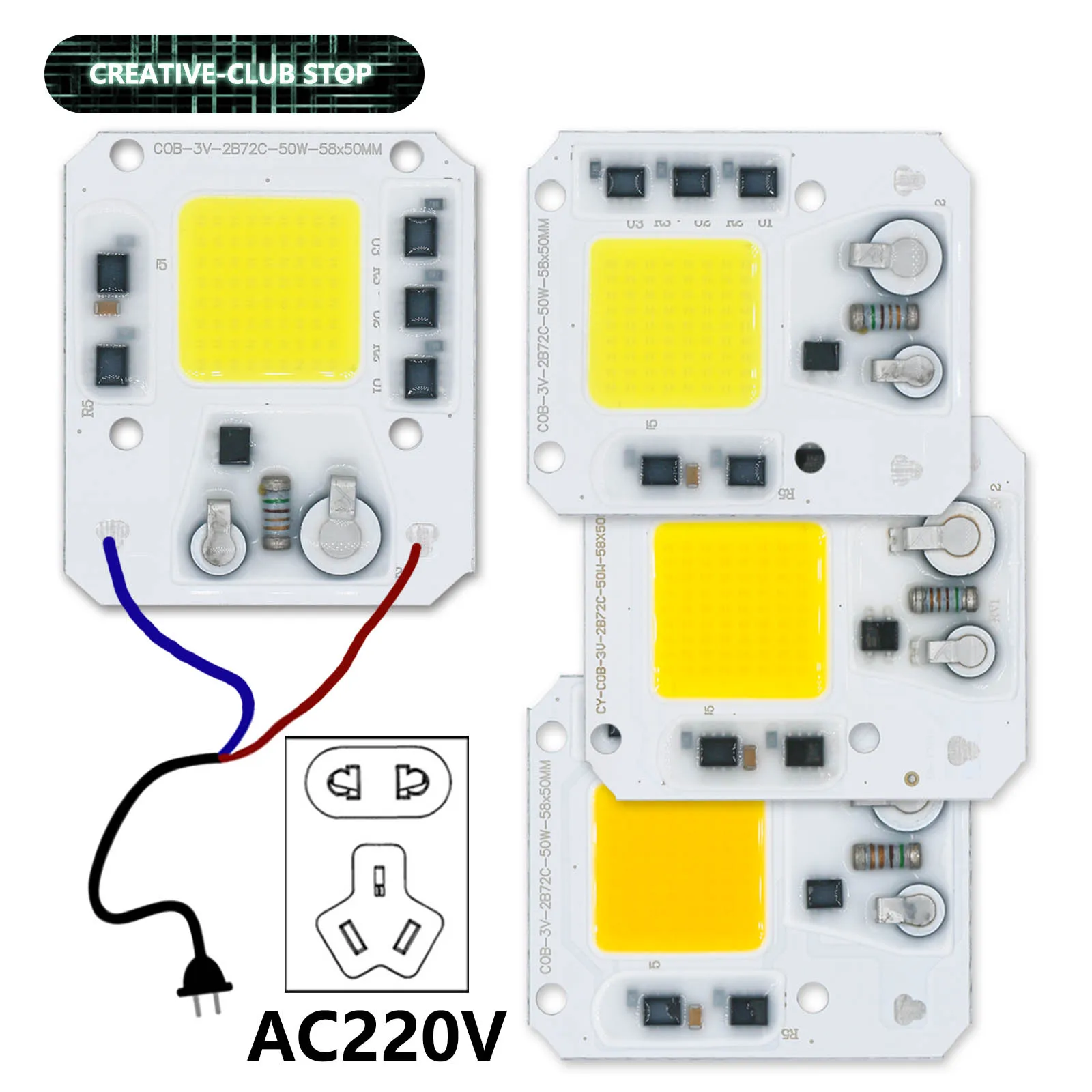 

5pcs AC 220V LED Chip High Power 50W COB Chip No Need Driver Integrated LED Lamp Bead for Flood Light Spotlight Lampada Lighting