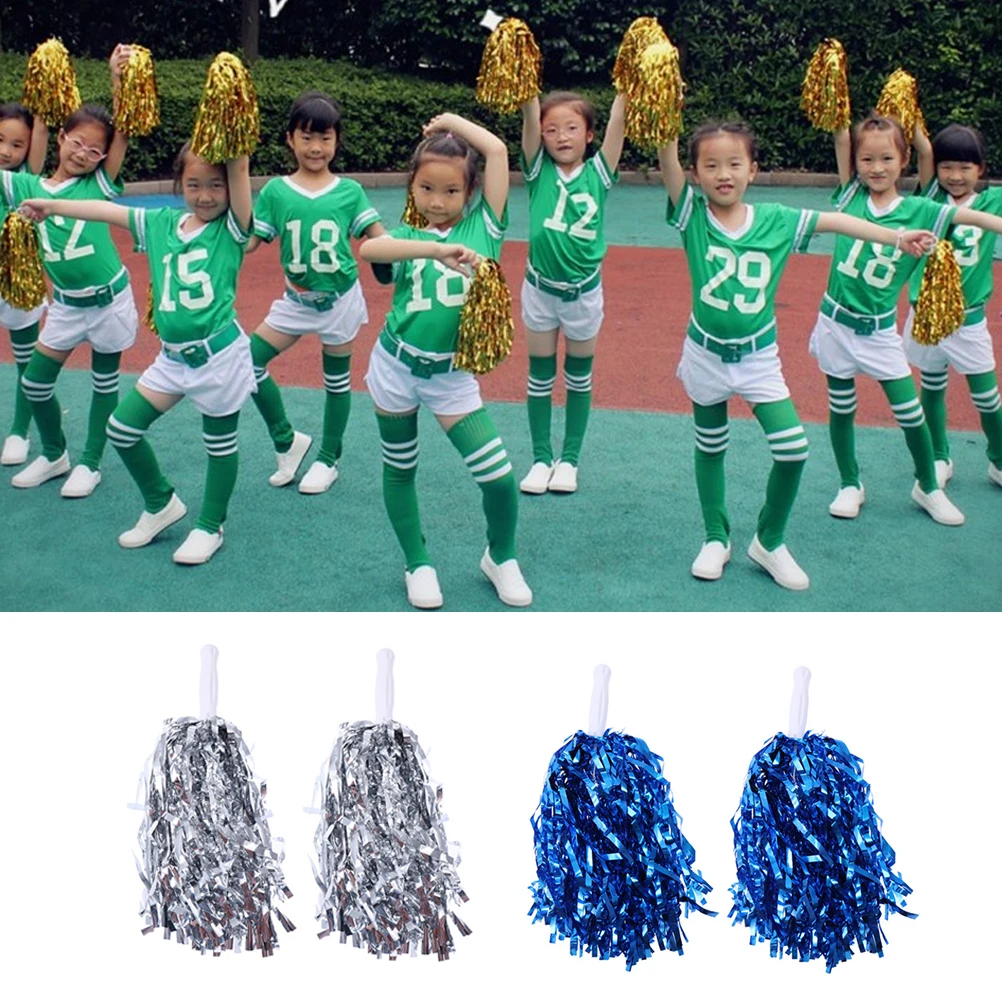 

10Pcs Plastic Pom Balls for Match Cheerleader Supplies Lightweight Shiny Finish Easy Grip Handle College High School Sports