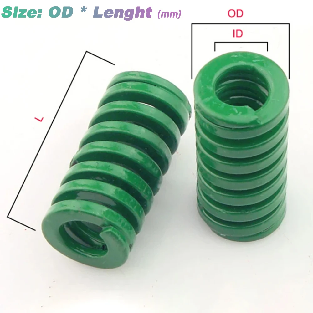 1Pcs 65Mn Yellow Mold Die Springs Spiral Stamping Compression Spring Small Light Load OD 6 8 10 12 14 16mm  Length 15-300mm