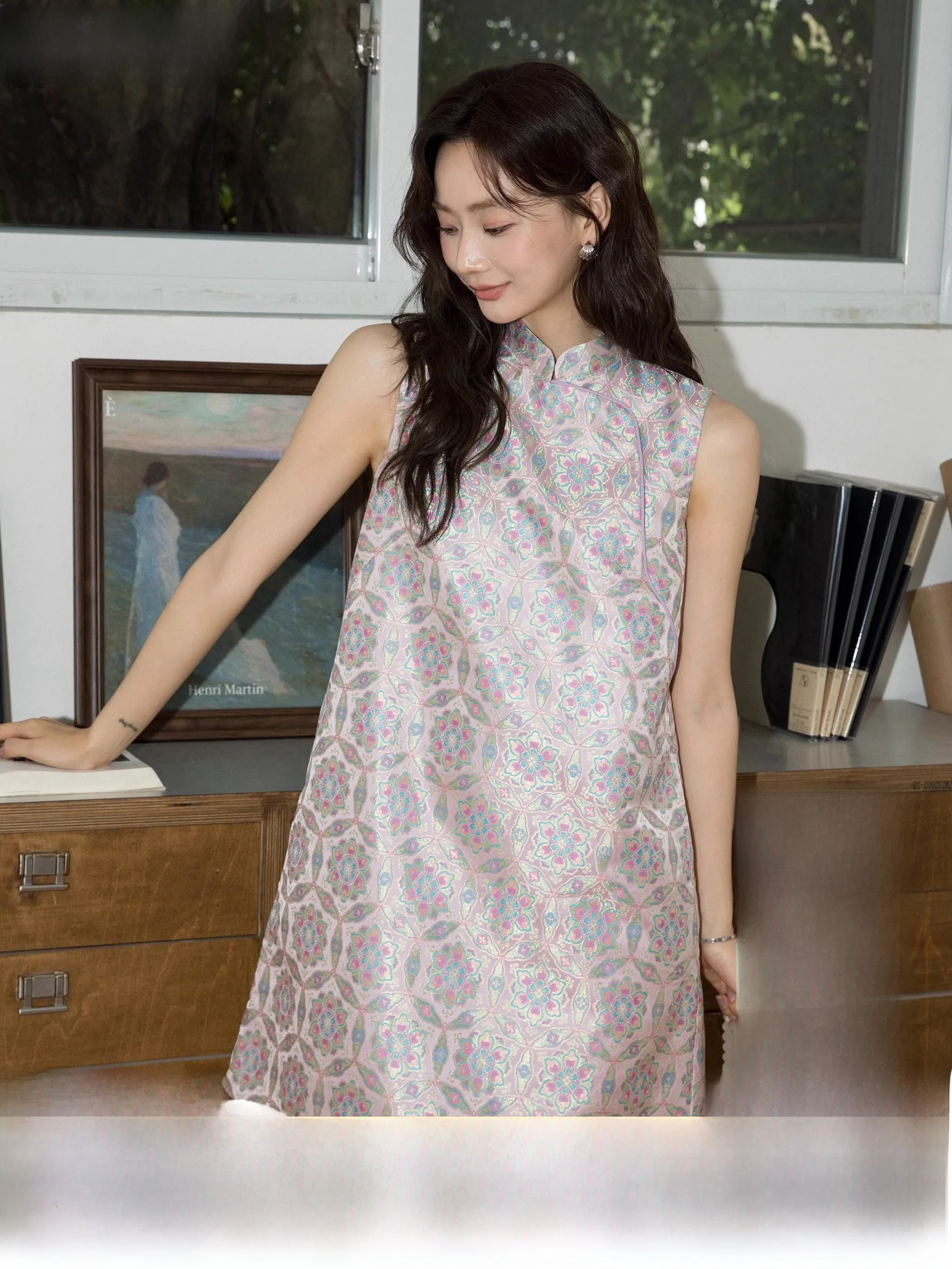 

Новый китайский розовый жилет Ципао, женская юбка весенне-осеннего дизайна S Song Brocade Thousand Gold Dr 2973