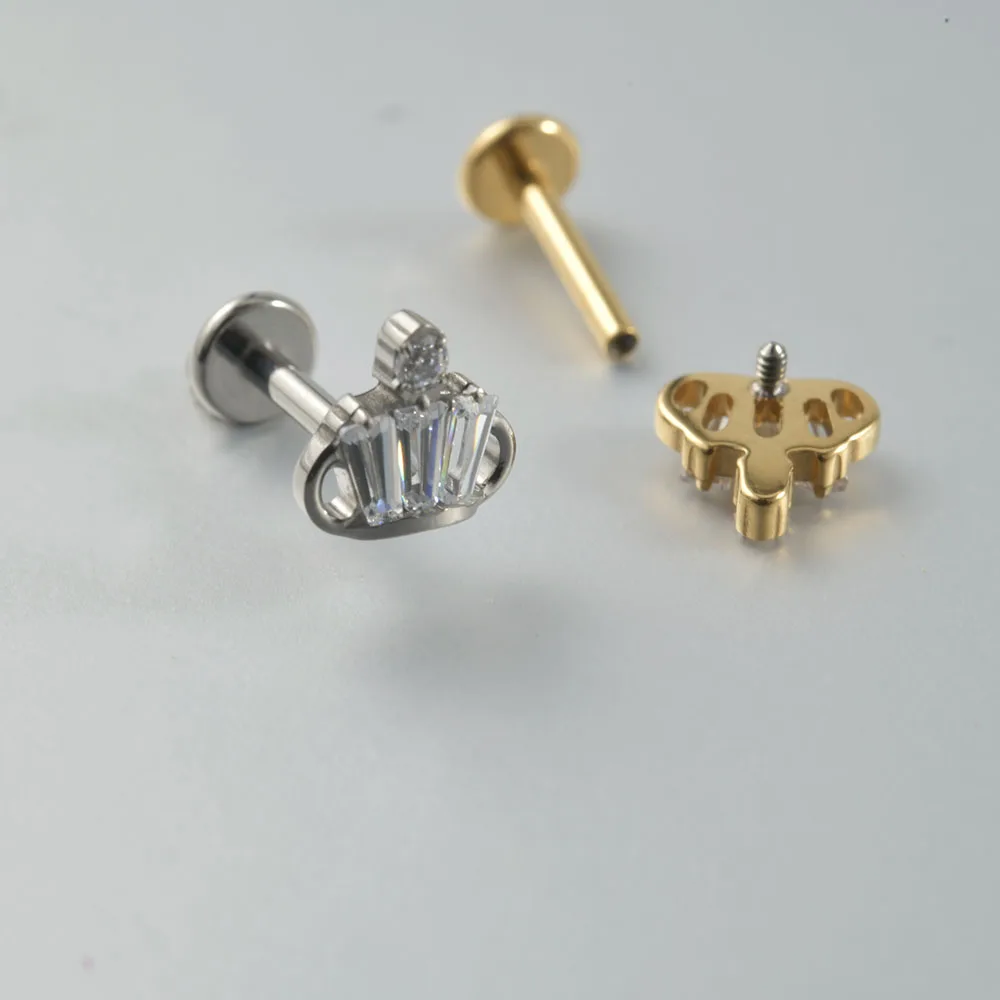 1pcs ASTM F316 Titanium CZ High Quality Labret Lip Studs 16g Ear Cartilage Tragus Helix Lobe Earrings Piercing Body Jewelry