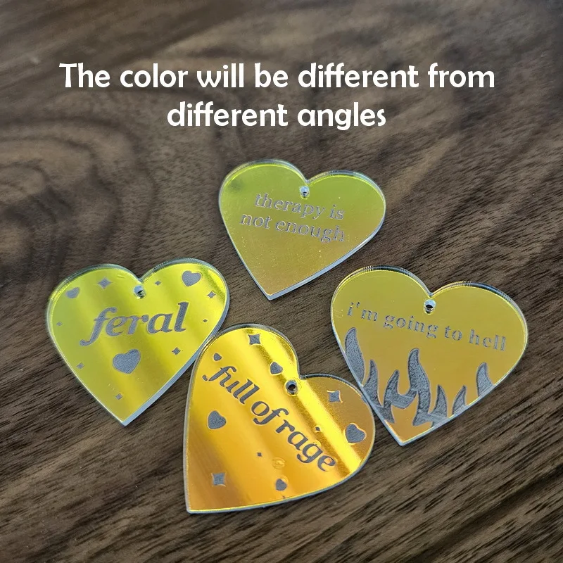 Trendy Laser Cut Acrylic Heart Earrings For Women Personality Color Changing Carving Letter Bite Hell Rage Drop Dangle Earring