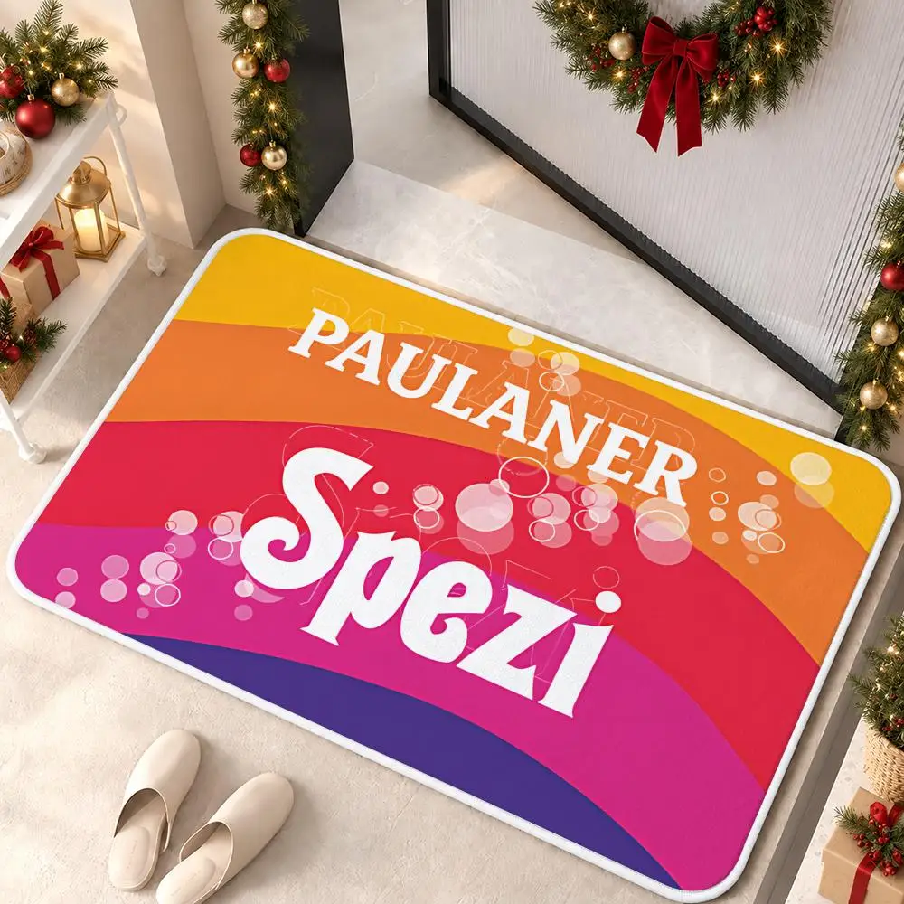 Retro Fashion P-Paulaner spezi Floor Mat Soft Non Slip Flannel Door Mat for Bathroom Kitchen Bedroom Home Decor