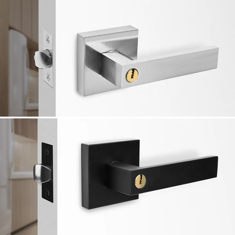 Indoor bedroom three-pole handle lock Room door lock handle square door lock