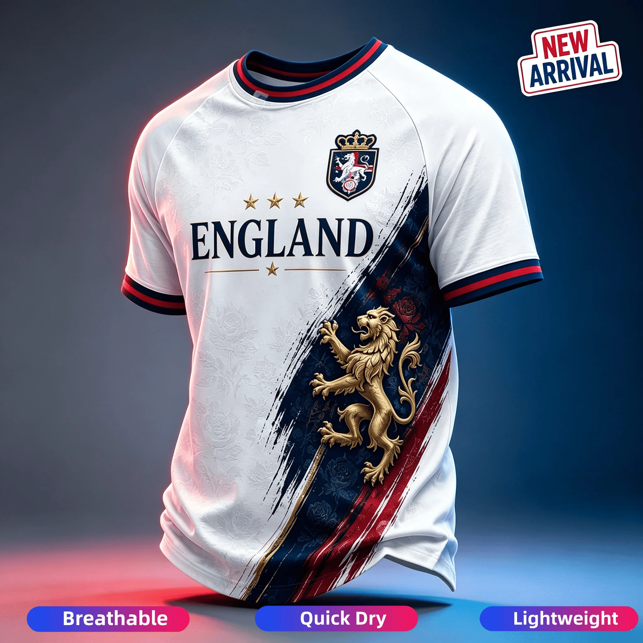 2026 Neues Herren-Fußballtrikot mit 3D-Druck aus England, geeignet für den Alltag und das Training, schnelltrocknendes Sweatshirt, modisch