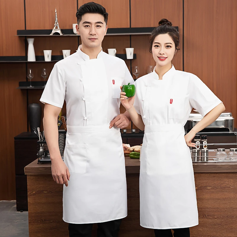 High-End Cloth Cover Chef Uniform Short Sleeve Men and Women Hotel Catering Kitchen Work Clothes Restaurant Chef Overalls Summer