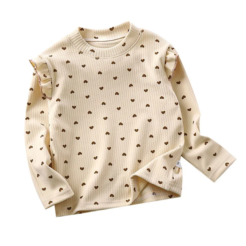 MILANCEL Kids Long Sleeved Undershirt Girls Cute Floral Dots T-shirt 2-10T Children Boys Sweet Tops Bottoming Shirt