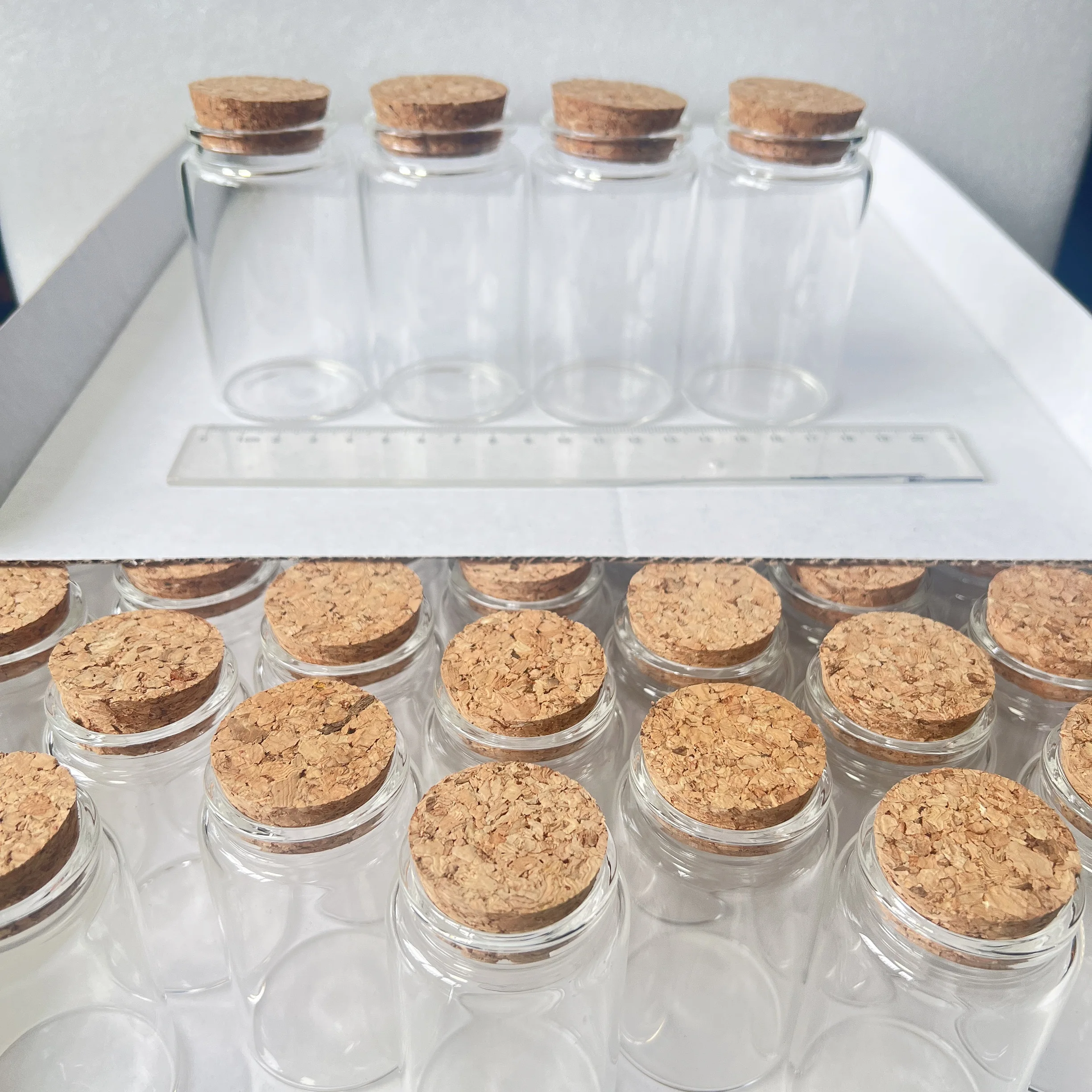 6 szt. Szklanych Butelek na Drażetki 90ml z Korkiem 33×47×80mm Puste Szklane Słoiki na Cukierki Butelki na Zanurzenie Pojemniki na Nasiona Kawy