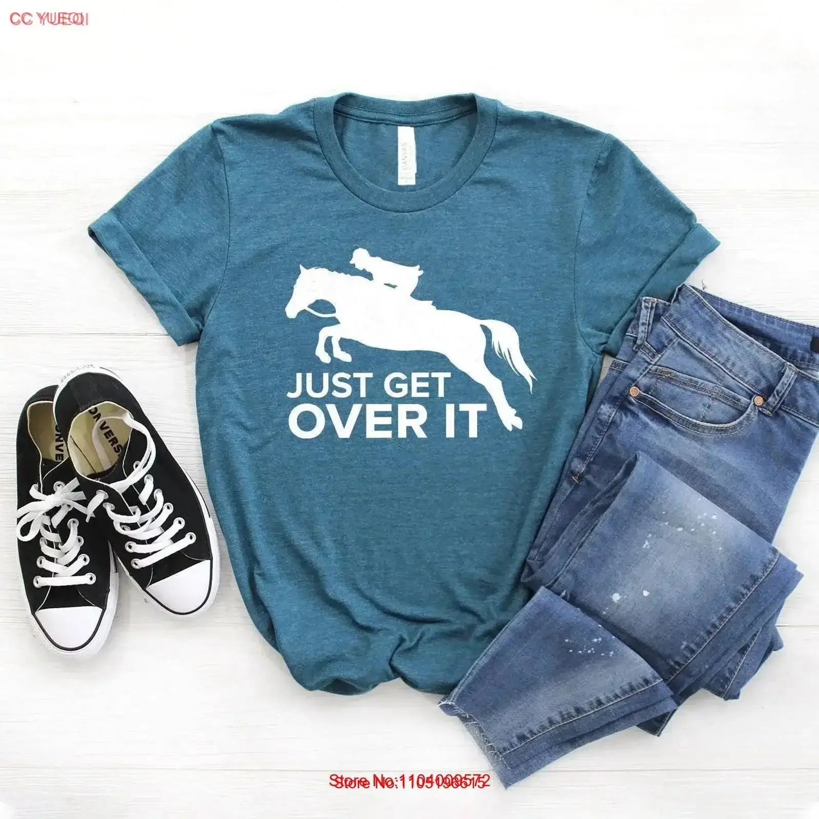 

Футболка Just Get Over It Horse Jumping, конная верховая езда на спине, шоу Barn Life, софтстиль, винтажная стираная уличная одежда, универсальная