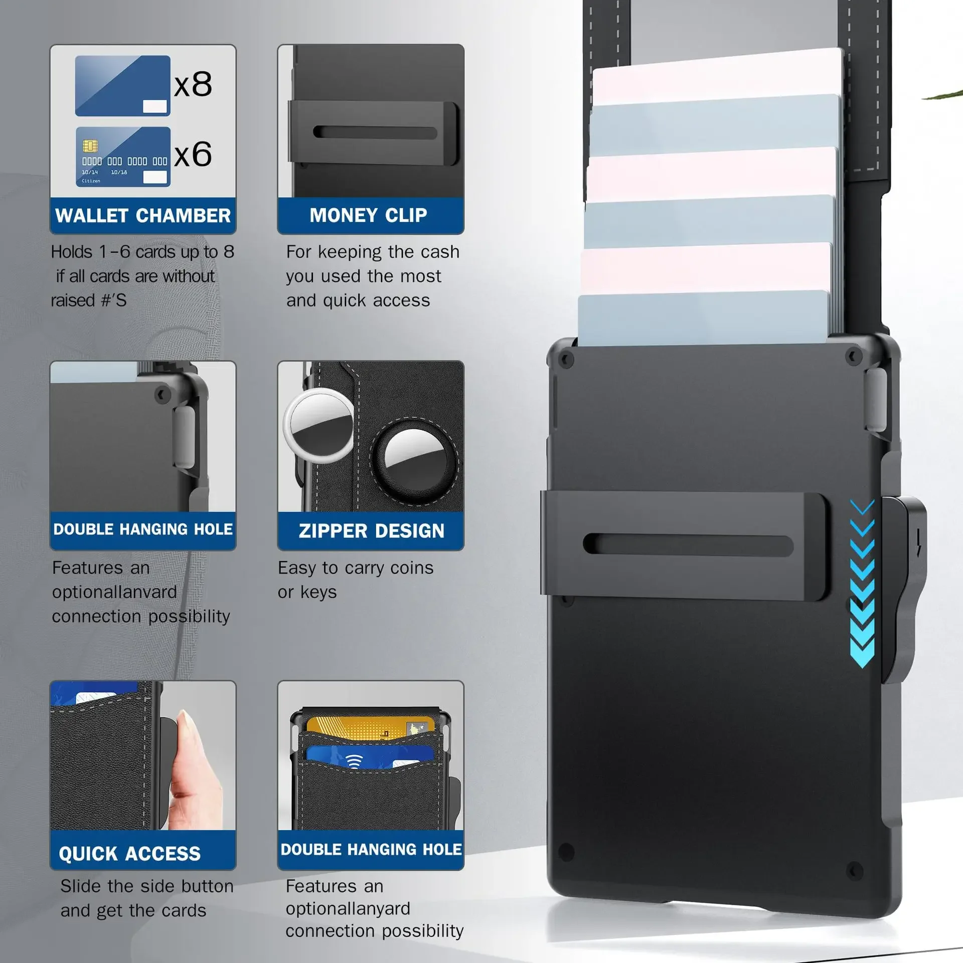 محفظة جلدية للرجال - حامل بطاقات الائتمان رفيع مضاد للسرقة RFID، حقيبة نقود عصرية متينة